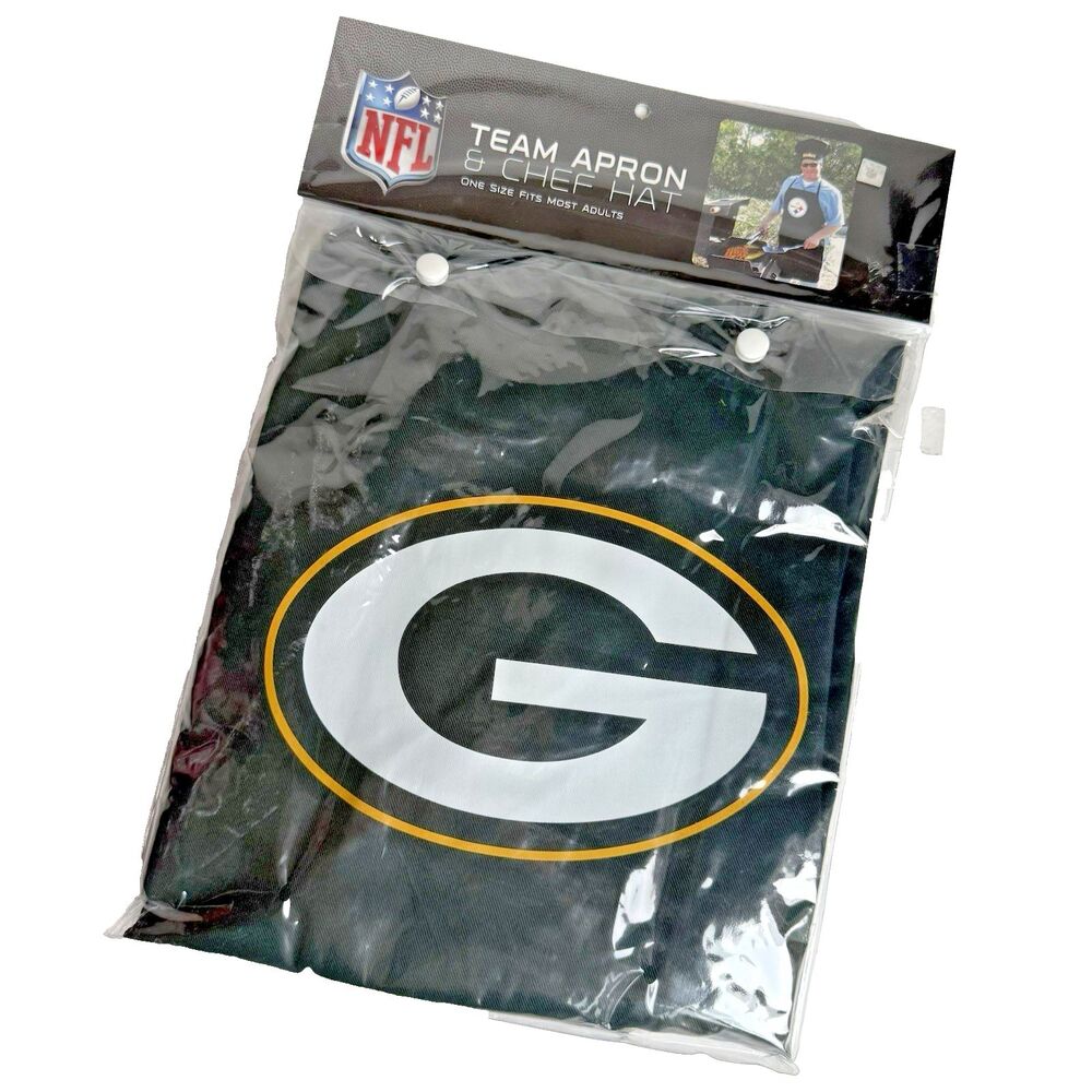 NFL Green Bay Packers Team Men's Apron & Chef Hat Football Grill King OSFM NWT